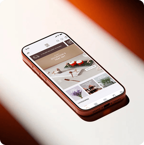 Premium gifting e-commerce app on mobile device